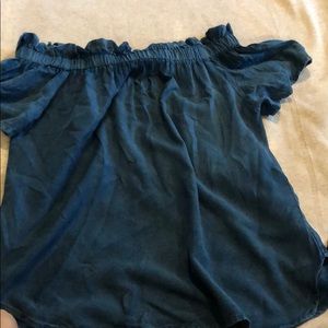 Jean off the shoulder shirt